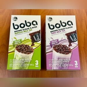 TWO Sealed J Way BOBA Brown Sugar Flavor Taro & Matcha Milk Tea Sets Aug. 2025🥤